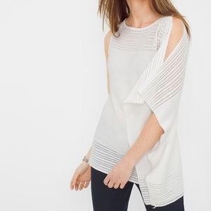 [white house black market] asymmetric drape sleeve sweater - white